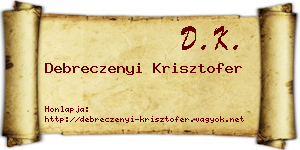 Debreczenyi Krisztofer névjegykártya